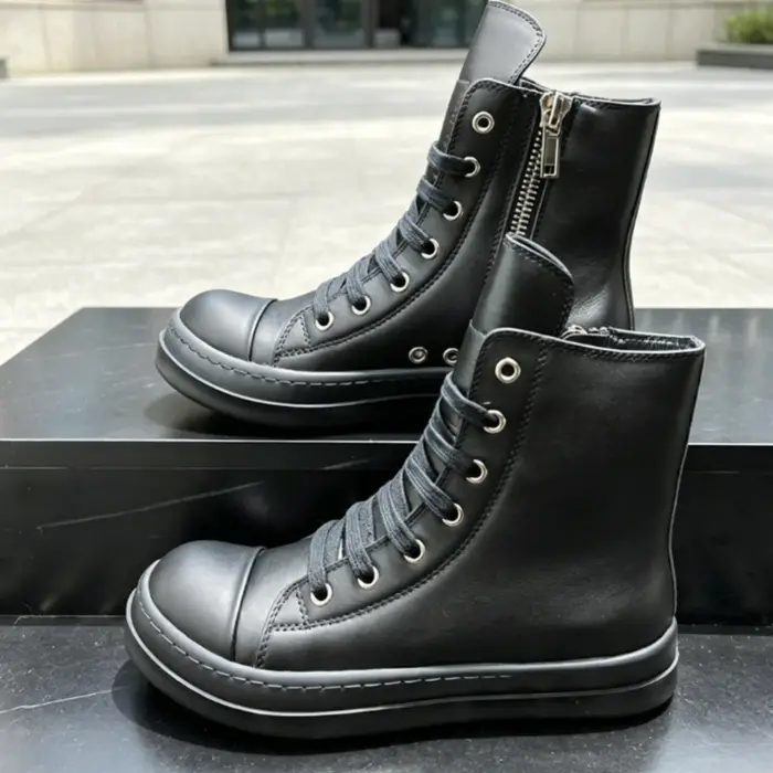 Ro Boot – chaussures montantes en cuir noir pour hommes et femmes