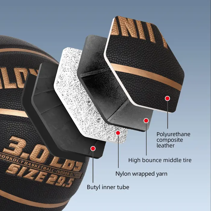 Ballon de basketball lesté 3LBS/2.2LBS, taille 7/6, pour l'entraînement intérieur et extérieur, améliorant la maîtrise du ballon, le dribble, le passage et le rebond.