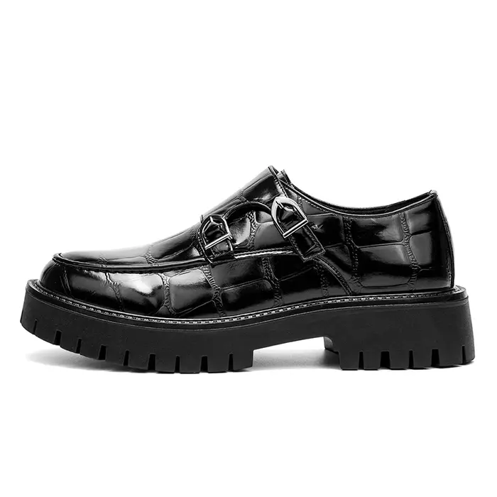 Hommes sans lacet plate-forme hauteur augmenter mocassins semelle épaisse chaussures en cuir fête de mariage bureau