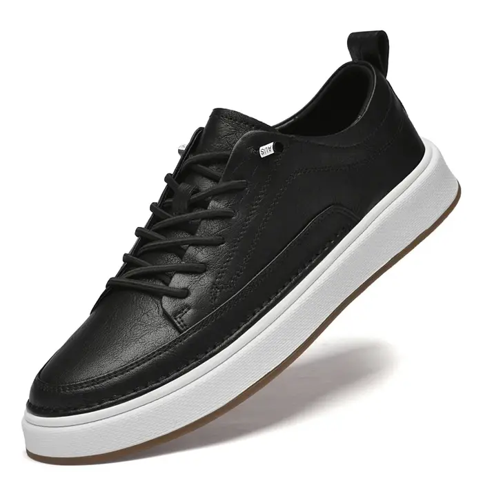 Chaussures de marche en cuir véritable pour hommes, baskets souples de luxe, plates, de styliste, as