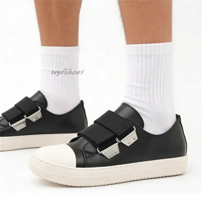 Baskets plateforme en cuir noir pour hommes et femmes