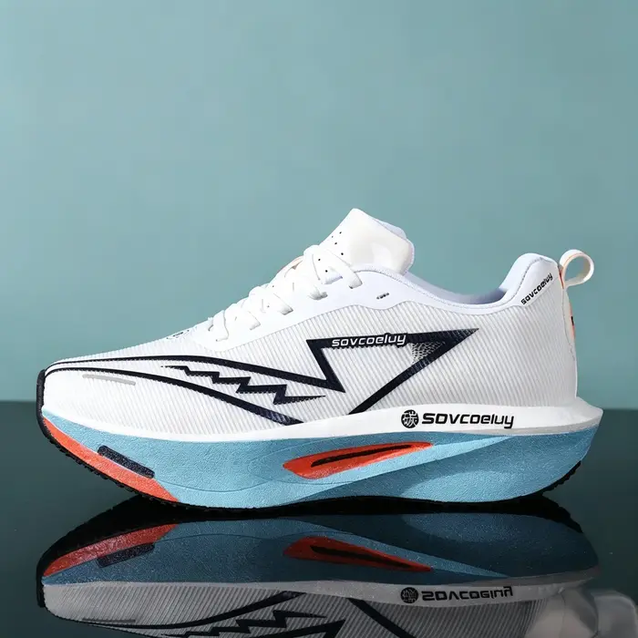 Chaussures de course pour hommes avec technologie de plaque en carbone et semelles antidérapantes en TPR, chaussures d'entraînement professionnelles pour marathon, adaptées aux entraînements de fitnes