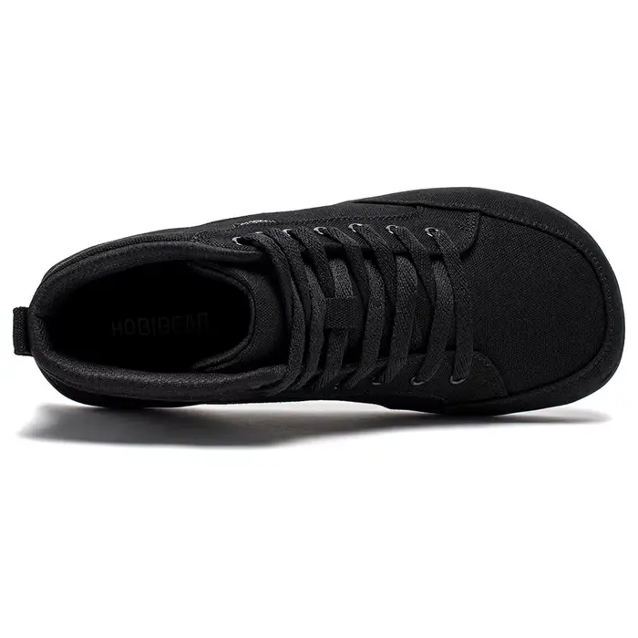 HOBIBEAR chaussures mi-hautes pieds nus unisexe boîte à bout large baskets en toile zéro goutte à lacets