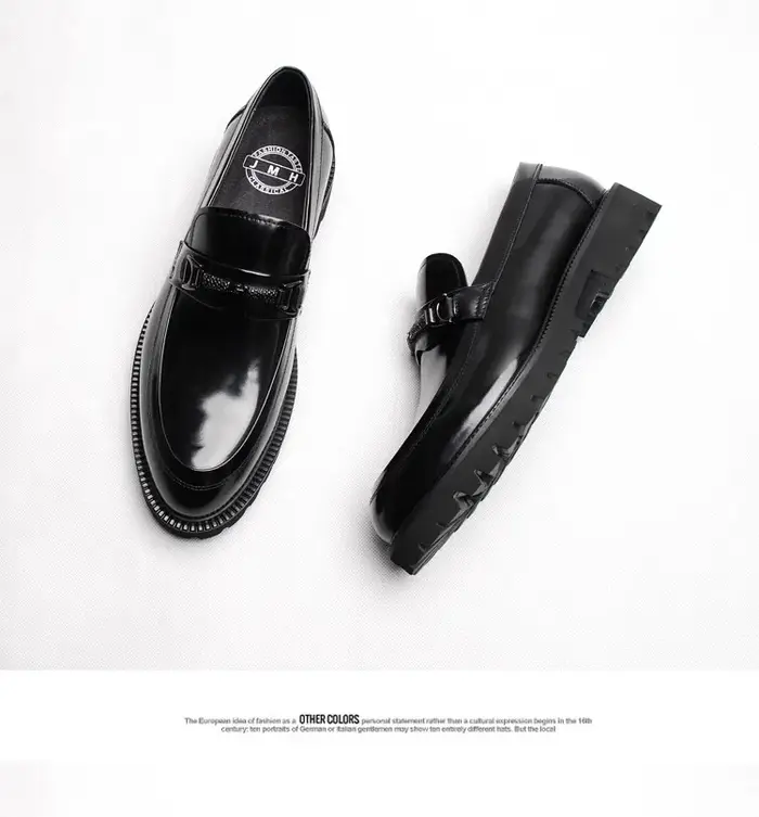 Chaussures en cuir à l'offre elles épaisses pour hommes, mocassins en cuir couche supérieure, chauss