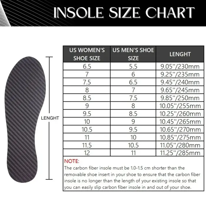 1 paire de semelles intérieures en Fiber de carbone de 1.2mm et semelle intérieure absorbant les chocs, fractures des pieds, Hallux Rigidus et Limitus, insert de chaussure rigide