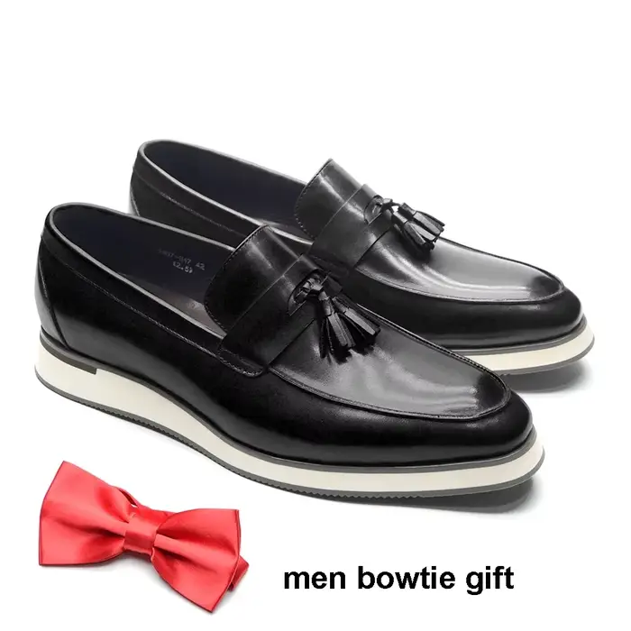 XEBOS hommes à la main en cuir véritable gland Penny mocassins noir marron chaussures plates automne