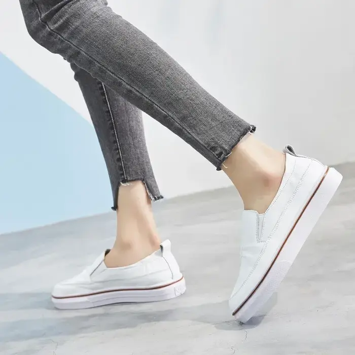 Baskets de mode femmes chaussures en cuir véritable plat printemps automne