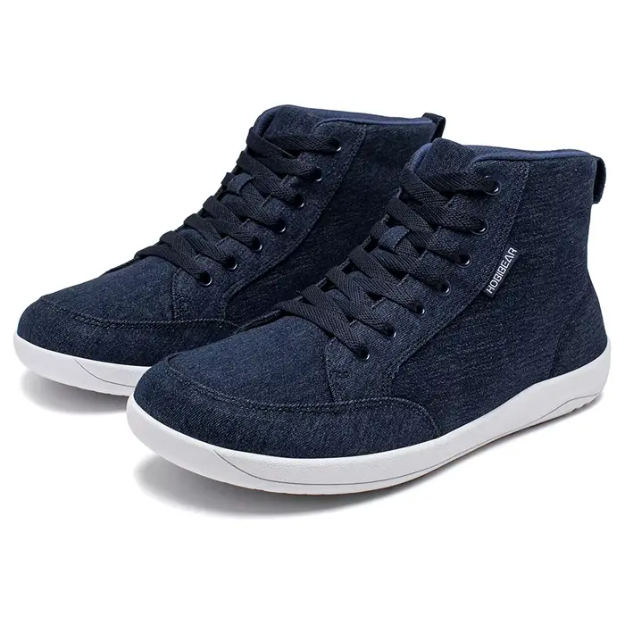 HOBIBEAR chaussures mi-hautes pieds nus unisexe boîte à bout large baskets en toile zéro goutte à lacets
