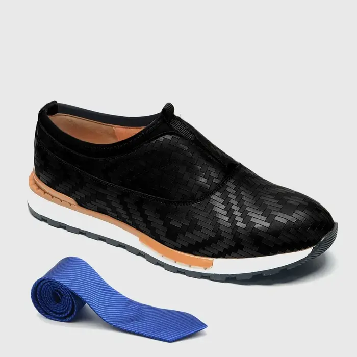 Chaussures de sport pour hommes, chaussures de luxe, cuir véritable, style vintage, mocassins tissés