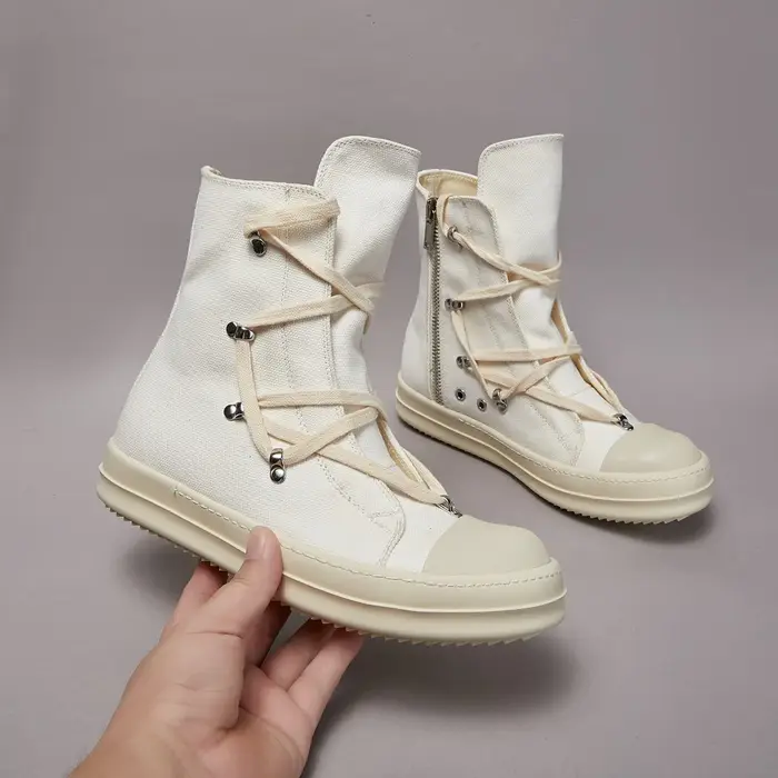Baskets montantes en toile blanches pour femme