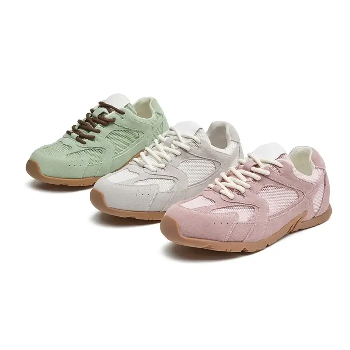 Baskets pour femmes Printemps-Été 2026 Nouveauté en cuir véritable Rétro Tendance Décontractées Plates à lacets