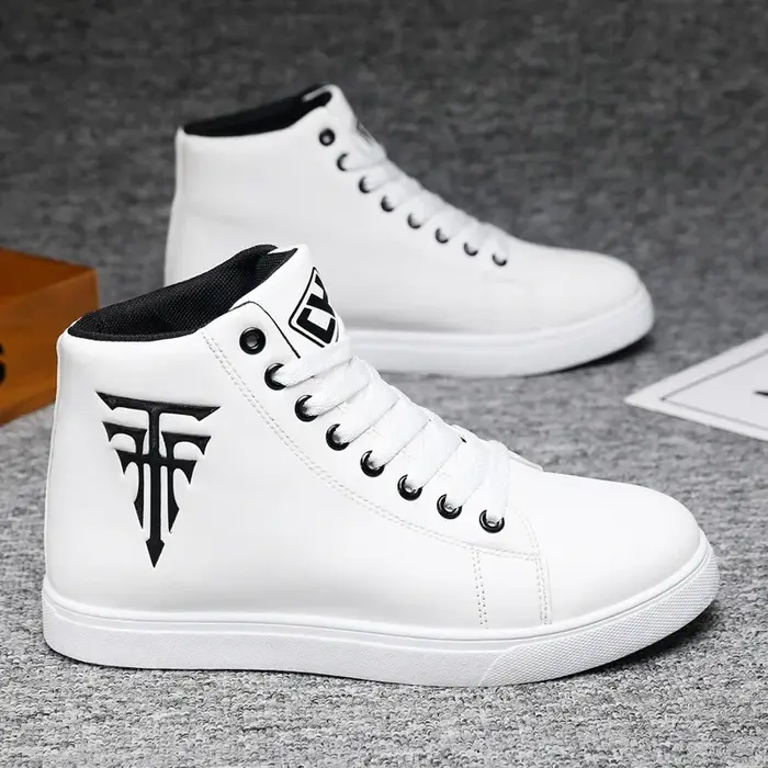 Baskets blanches haut hommes chaussures vulcanisées chaussures de loisir à la mode chaussure de course en plein air antidérapant à lacets hommes chaussures Tenis Hombres