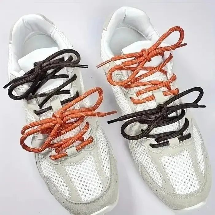 1-2 paires de lacets ronds pour chaussures de sport, lacets bicolores durables pour chaussures de randonnée en plein air, chaussures de travail, bottes pour hommes et femmes
