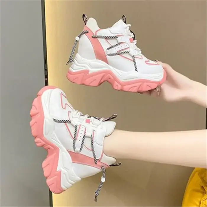 Baskets de printemps à plateforme pour femmes, maille respirante, à la mode, talons de 10CM, chaussu