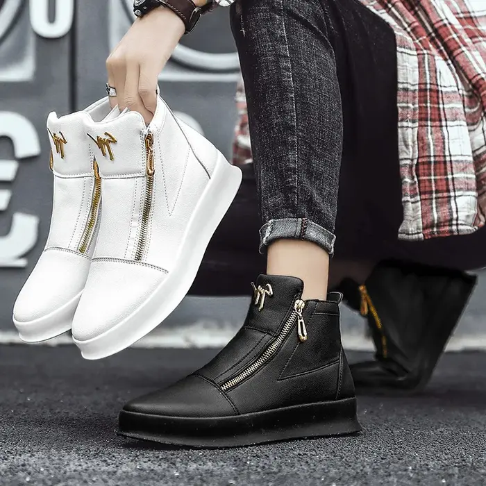 Marque de mode hommes baskets hautes offre spéciale plate-forme blanche chaussures décontractées