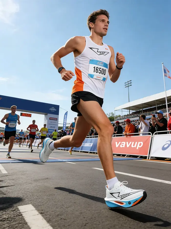Chaussures de course pour hommes avec plaque en carbone, baskets de sport respirantes et légères, co
