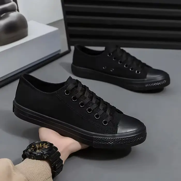 Chaussures en toile classiques pour hommes, basses, couleur unie, style couple, décontractées, semel