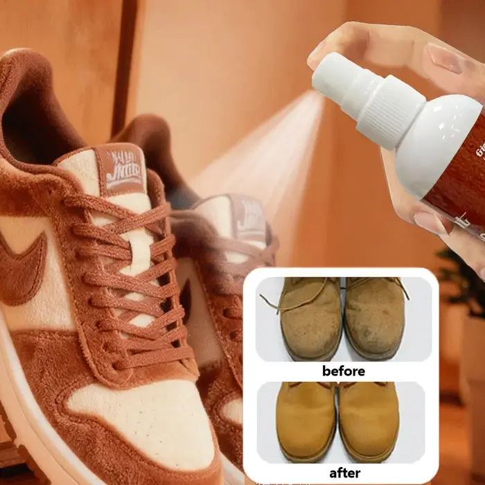 Kit de Nettoyage pour Chaussures en Daim et Cuir – Nettoyant pour Chaussures en Velours avec Brosse – Élimine les Taches – Nettoie les Baskets en Daim – Soin Doux pour Chaussures