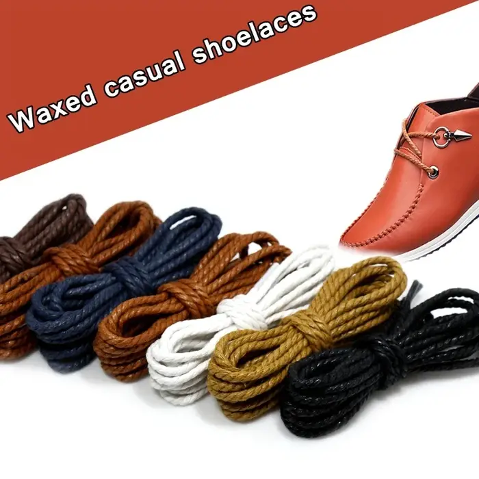 1 paire lacet lacets en cuir décontracté lacets ronds cirés chaussures Martin bottes chaussures de S