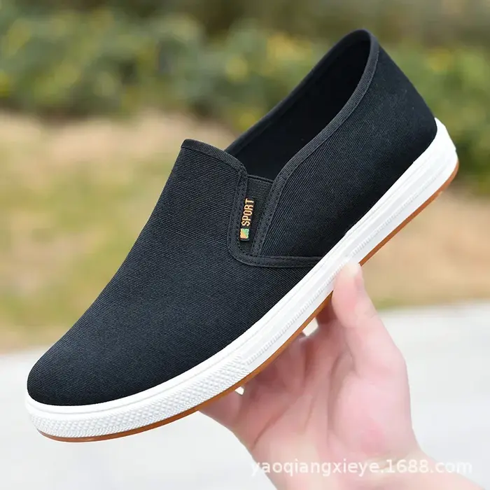 Zapatos-Chaussures de dehors en Toile Décontractées pour Homme, Baskets Confortables, Noires, Nouvel