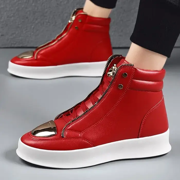 Chaussures montantes décontractées à plateforme léopard, chaussures d'entraînement de Sport, bottines pour hommes, baskets de Skateboard à la mode 2025