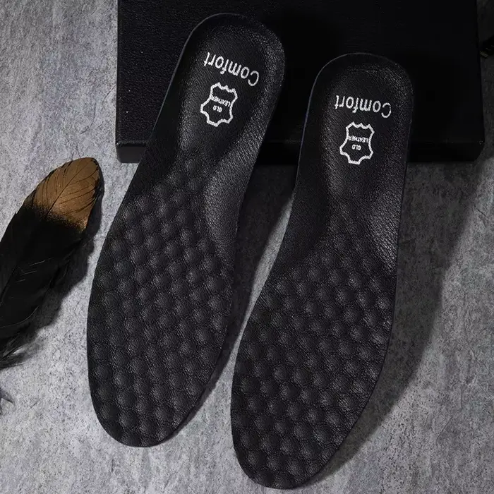 1 paire de semelles intérieures de chaussures en cuir pour pieds, Support d'arc, semelle orthopédiqu