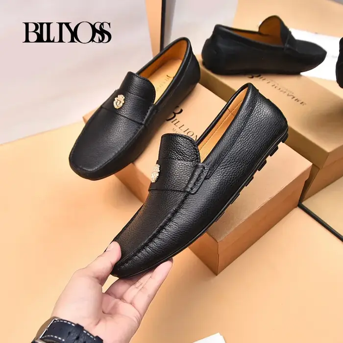 BILLIONAIRE hommes chaussures 2025 nouveau litchi à motifs cuir de veau confort de haute qualité en plein air européen grande taille 38-46 métal