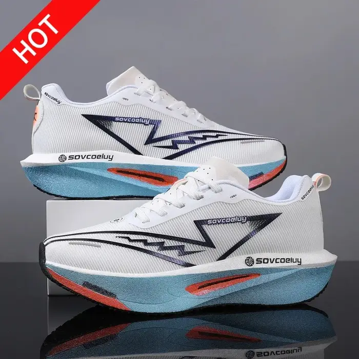Chaussures de course pour hommes avec technologie de plaque en carbone et semelles antidérapantes en TPR, chaussures d'entraînement professionnelles pour marathon, adaptées aux entraînements de fitnes