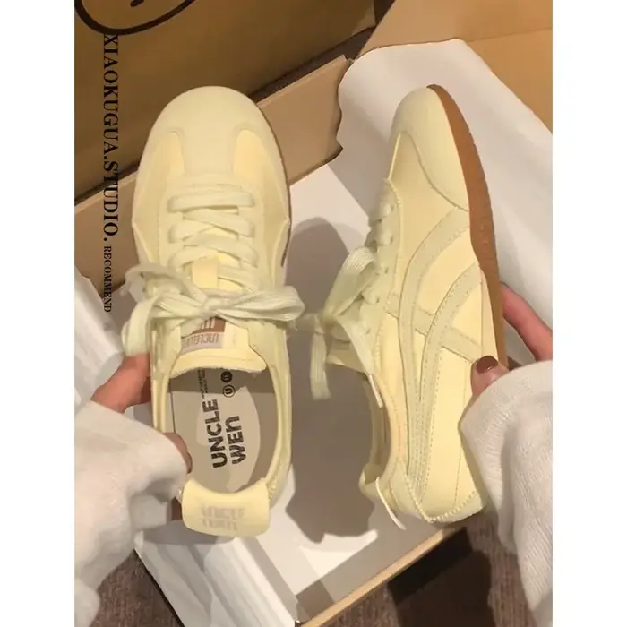 Chaussures de sport décontractées légères en cuir véritable rétro pour femmes