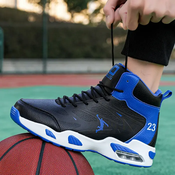 Chaussures de basket-ball à tige haute pour hommes, baskets à coussin d'air, antidérapantes, respirantes, chaussures de sport pour hommes, entraînement en plein air, chaussures de sport