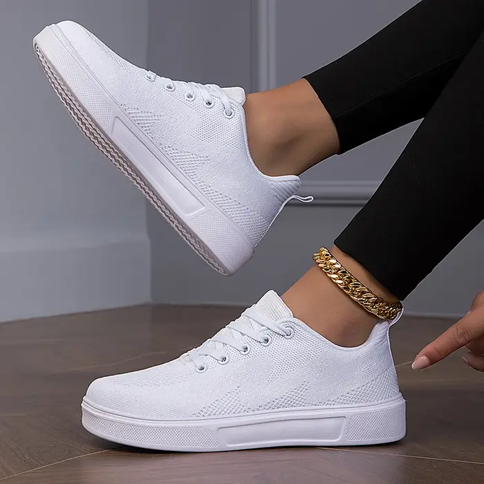 Moipheng noir baskets femmes décontracté maille à lacets Sport chaussures plates filles respirant blanc grosses