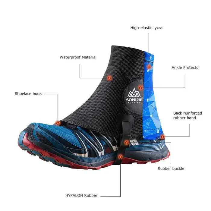 AONIJIE-Guêtres de course hautes unisexes, couvre-chaussures de protection, anti-sable, extérieur, tricouette, marathon, randonnée, cyclisme, E941