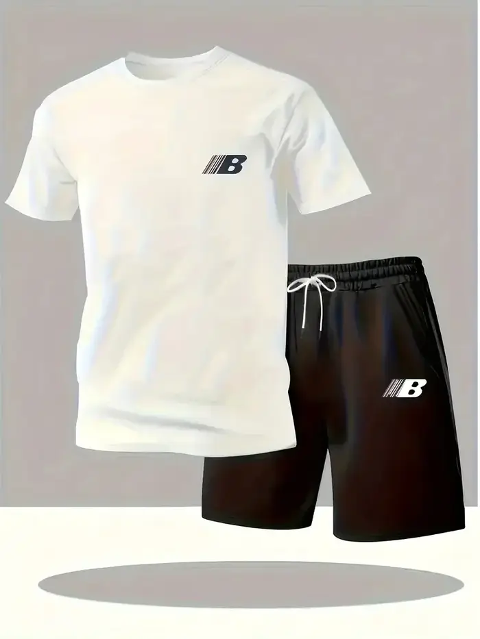 Ensemble de sport pour homme, style sportif, respirant, t-shirt à manches courtes + short, léger et 