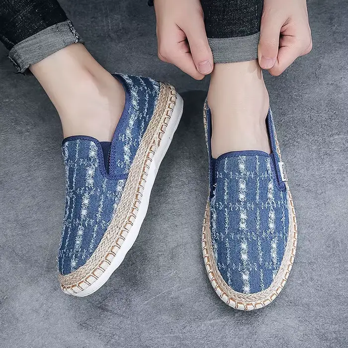 2026 mocassin masculin respirant chaussures en toile décontractées semelle intérieure en chanvre