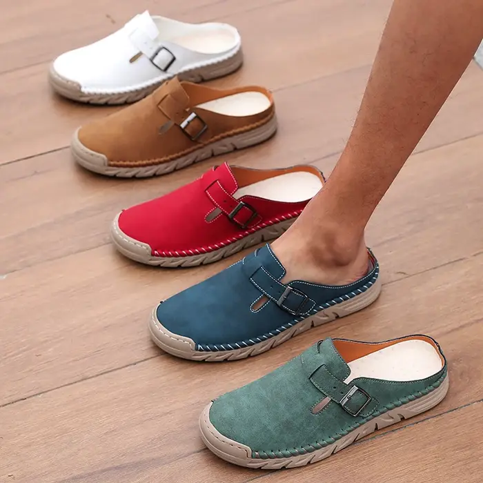 Chaussures semi-ouvertes de haute qualité, nouvelle collection 2026, mocassins en cuir confortables et décontractés pour hommes, respirants, pour la marche en extérieur