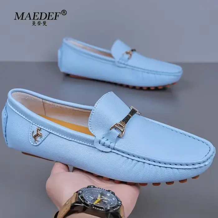 MAEDEF chaussures pour hommes mocassins blancs hommes chaussures décontractées marque hommes mocassins respirant grande taille conduite chaussures de marche pour hommes mocassins