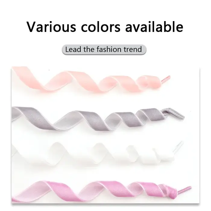 Lacets plats en velours pour femmes, fil de neige, ruban de satin, baskets à la mode, largeur 1.5cm,