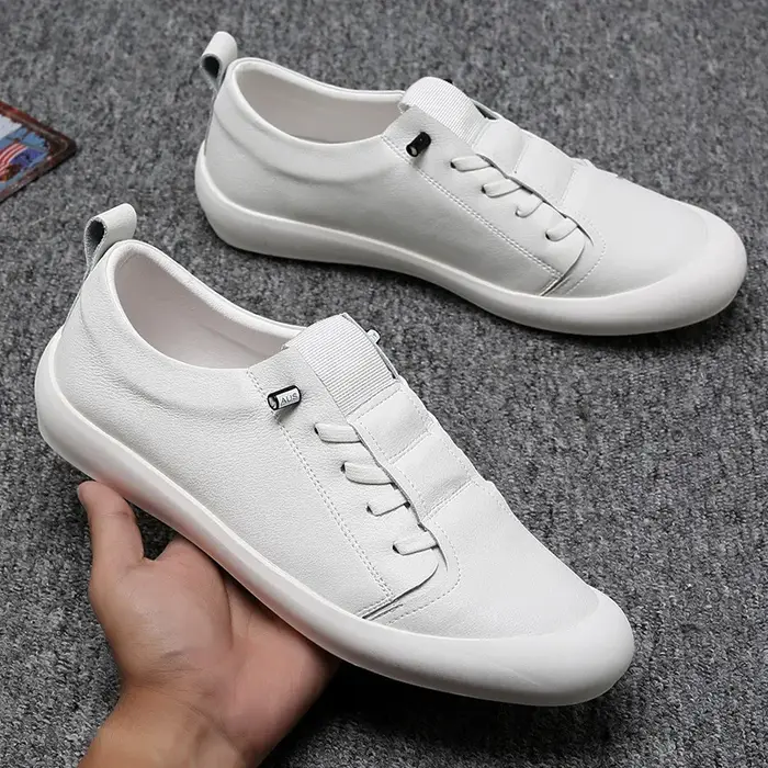 Baskets en cuir blanc pour hommes