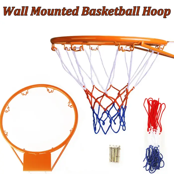 Ensemble de cerceaux de basket-ball pour enfants de 32CM, cadre de jante solide monté sur porte murale avec 1 filet et 4 vis d'expansion, cerceau de basket-ball suspendu