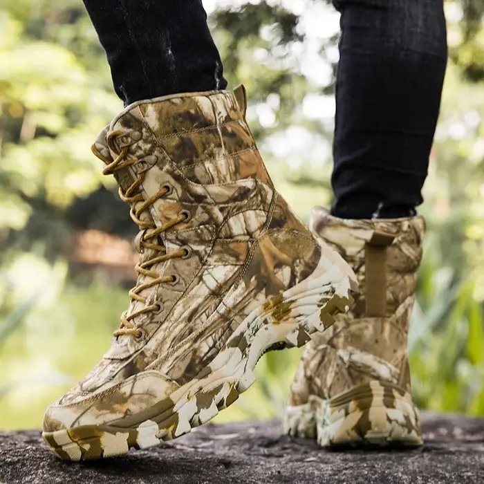 Nouveaux hommes bottes tactiques désert chasse randonnée chaussure à lacets en plein air cheville mâle étanche sécurité escalade chaussure formation armée botte