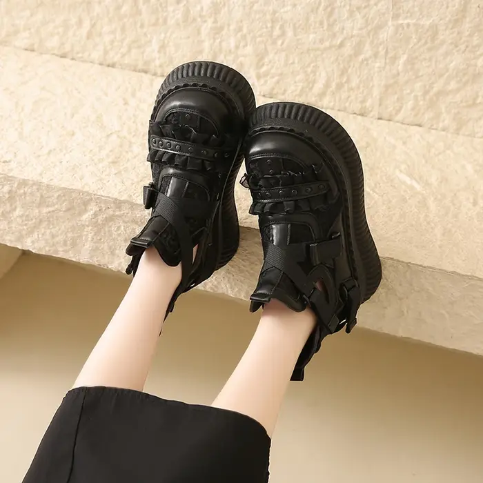 Baskets en dentelle à fond épais pour femmes
