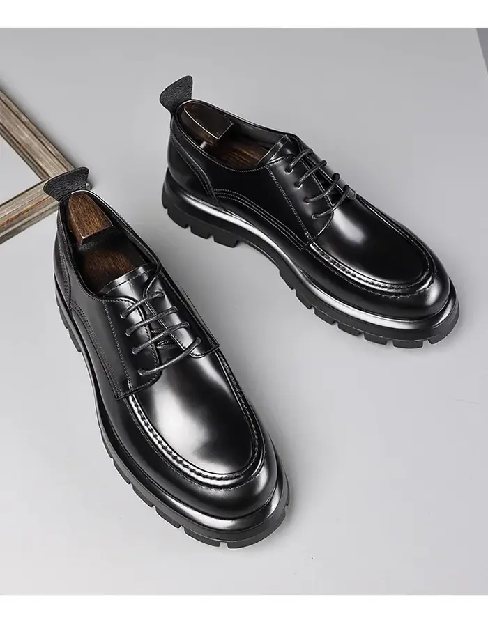Chaussures pour hommes, chaussures en cuir pour hommes, mocassins à lacets à semelles épaisses, cuir