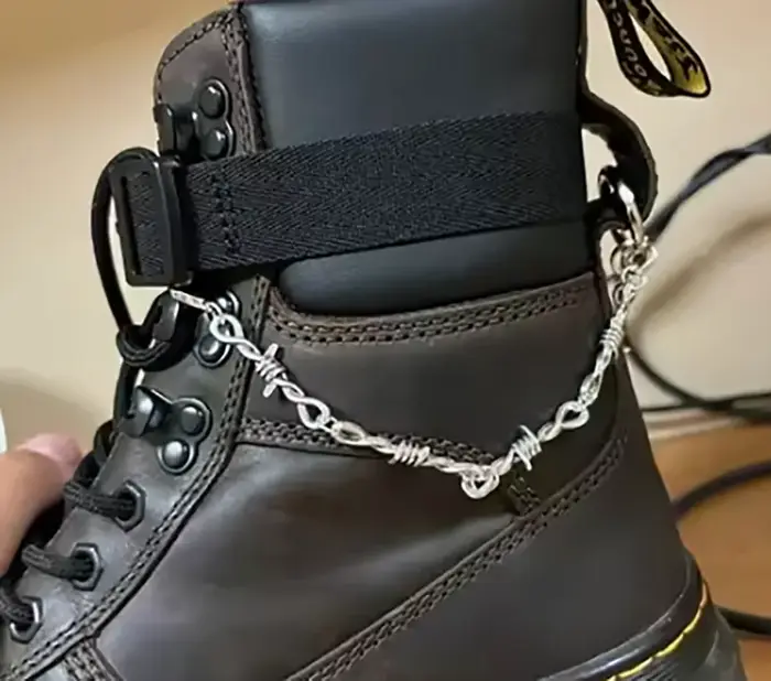 1 paire/2 pièces Chaîne décorative pour chaussures style gothique punk à double épingle détachable