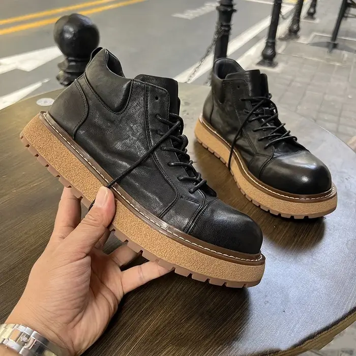 YETTIES – bottes de Combat en cuir véritable pour hommes