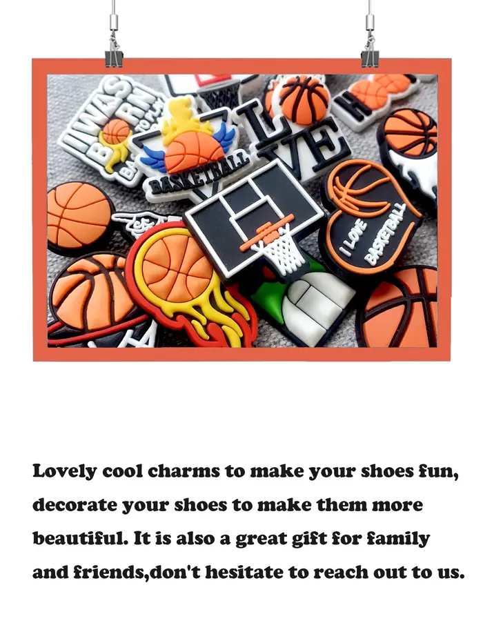 24 Breloques pour chaussures sur le thème du basketball