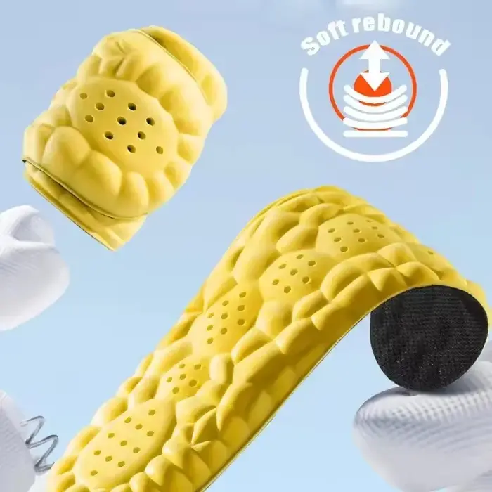 Semelles de sport 4D en PU, souples, respirantes, amortissantes avec soutien de la voûte plantaire pour le soulagement de la douleur, course à pied, soins orthopédiques