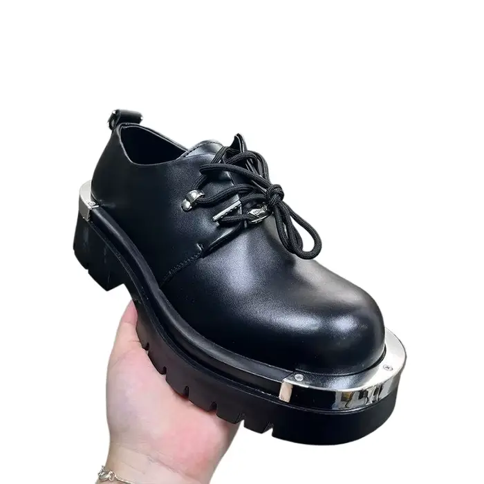 Mode Style hommes Derbys plat marque chaussures pour homme pur noir