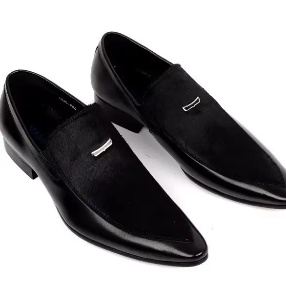 Nouvelles chaussures pour hommes, chaussures à enfiler en cuir véritable à bout pointu pour hommes, 