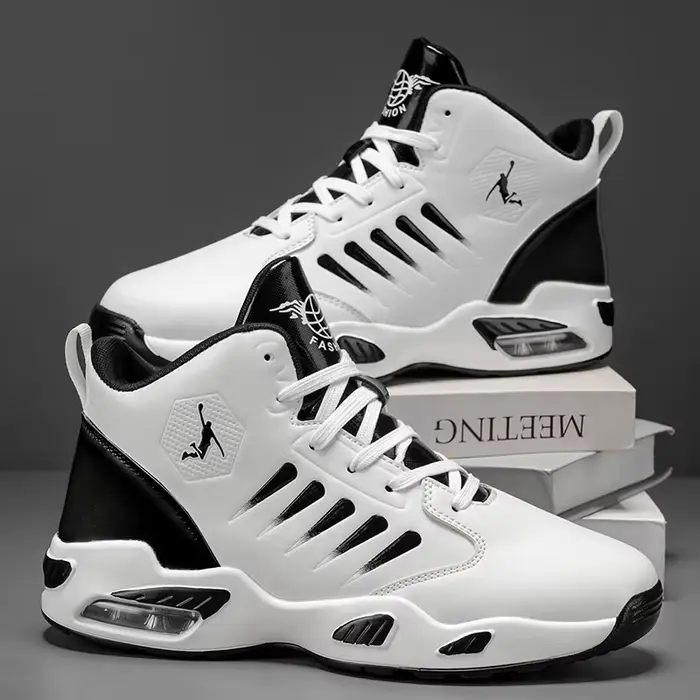 Chaussures de basket-ball montantes pour hommes avec design en maille respirante pour un confort maximal