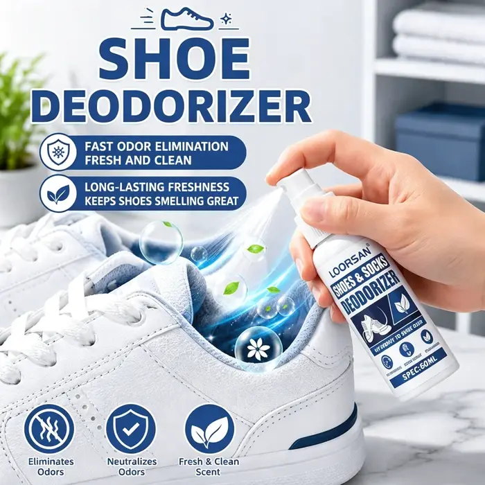Spray désodorisant pour chaussures et chaussettes Loorsan, éliminateur d'odeurs de pieds, fraîcheur